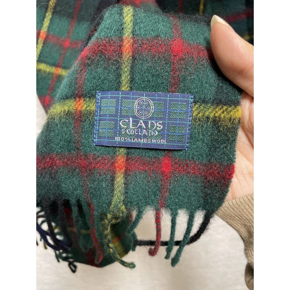 Clads Scotland Wool Tartan Scarf Plaid Pattern Fringe Preppy Classic - Picture 2 of 4